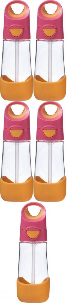 5x Bidon na wodę B.Box, ze słomką, tritan, 450ml, Strawberry Shake