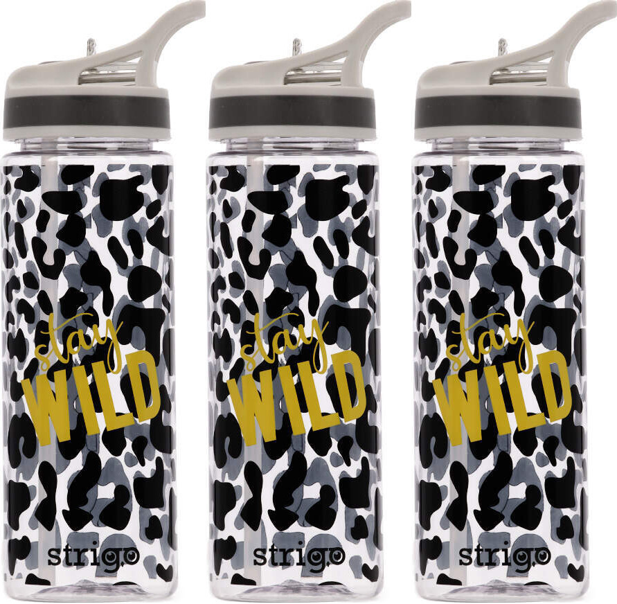 3x Bidon Strigo Stay Wild, 600ml, transparentny
