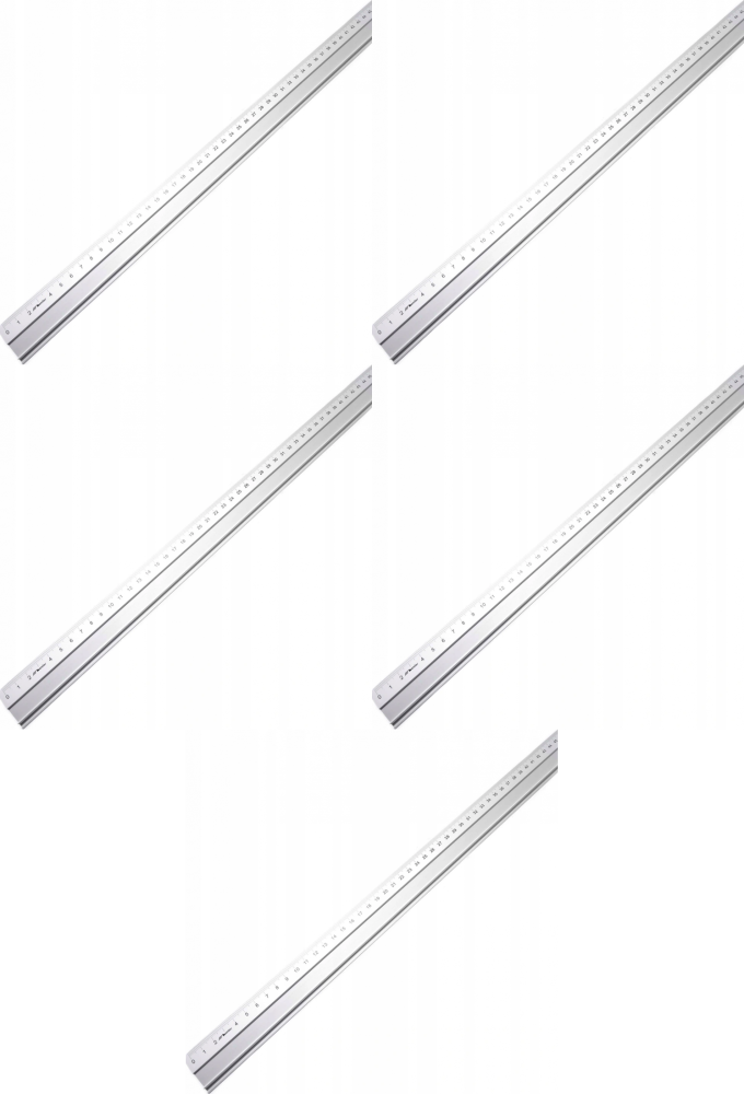 5x Linijka aluminiowa Leniar, 50cm, srebrny