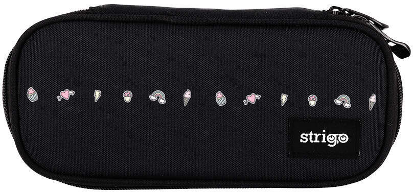 Piórnik 1-komorowy Strigo Ikonki, bez wyposażenia, 24x11.5x5.7cm, czarny