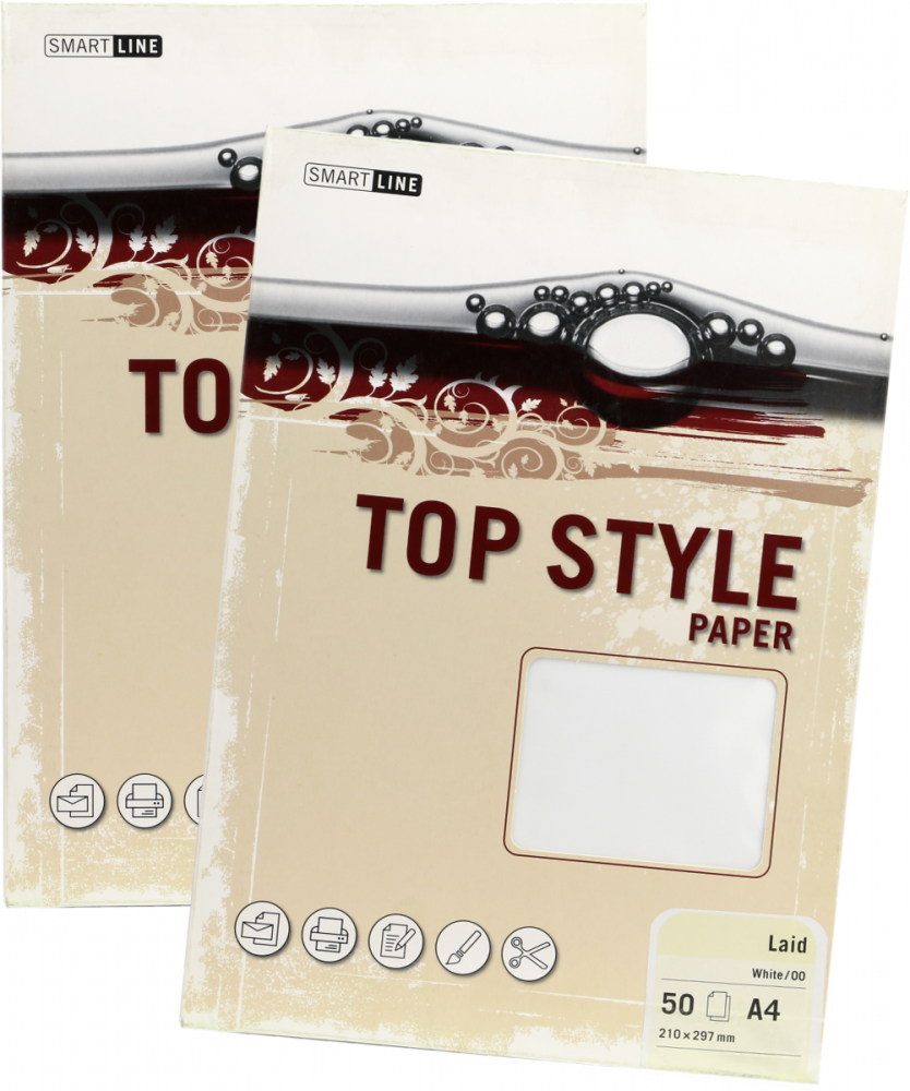 2x Papier ozdobny Top Style Laid, A4, 100g/m2, 50 arkuszy, biały