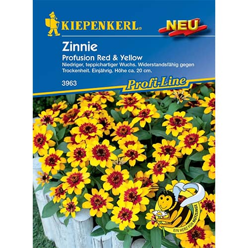 1 pac, Zinnia (Cârciumăreasă) Red & Yellow - Semințe: Mod de ambalare: 1 pac
