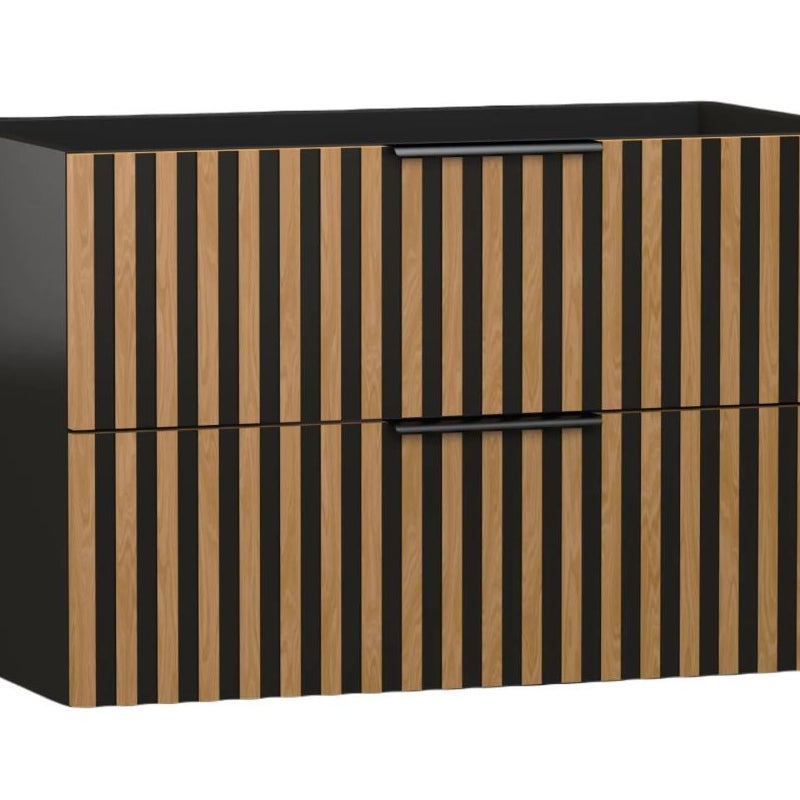 Szafka pod umywalkę MERU 2S 80cm czarny mat/dąb