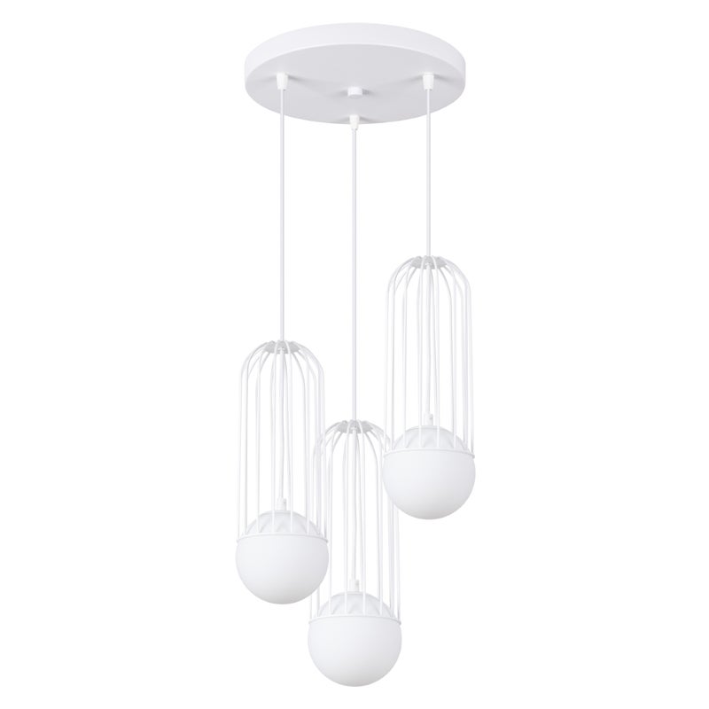 Lampa wisząca BRINA 3P biała, nowoczesna - 34x34x115cm Sollux