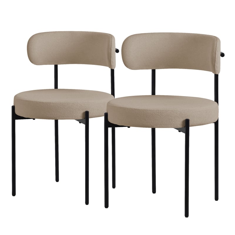 ML-Design zestaw 2 krzesel do jadalni, krzeslo kuchenne w brazowej tkaninie teddy, krzeslo do salonu z oparciem, tapicerowane krzesla z czarnymi