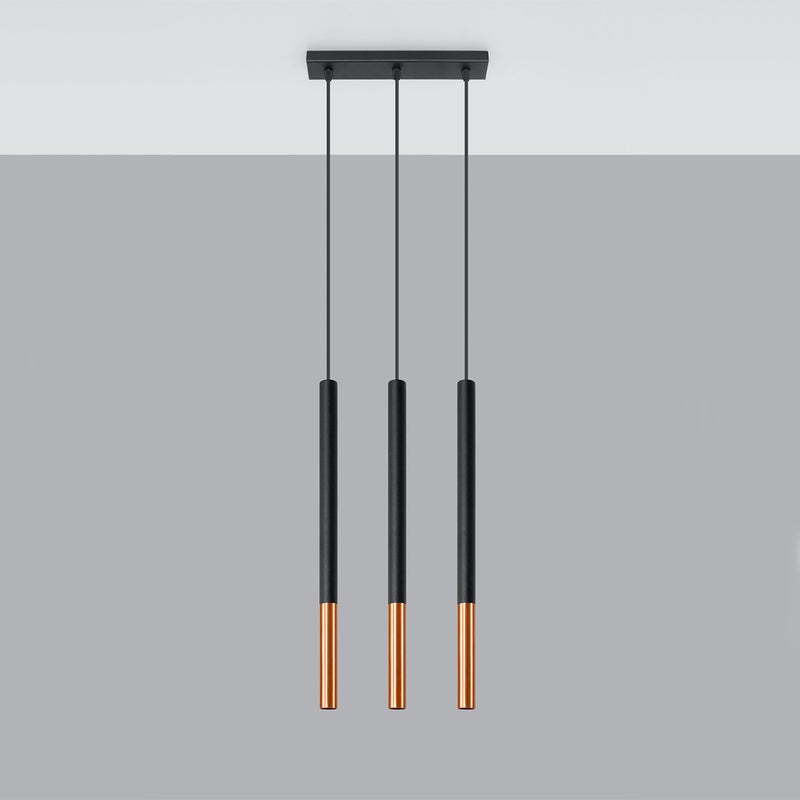 Lampa wisząca MOZAICA 3L czarna/miedziana, nowoczesna - 30x5x90cm Sollux