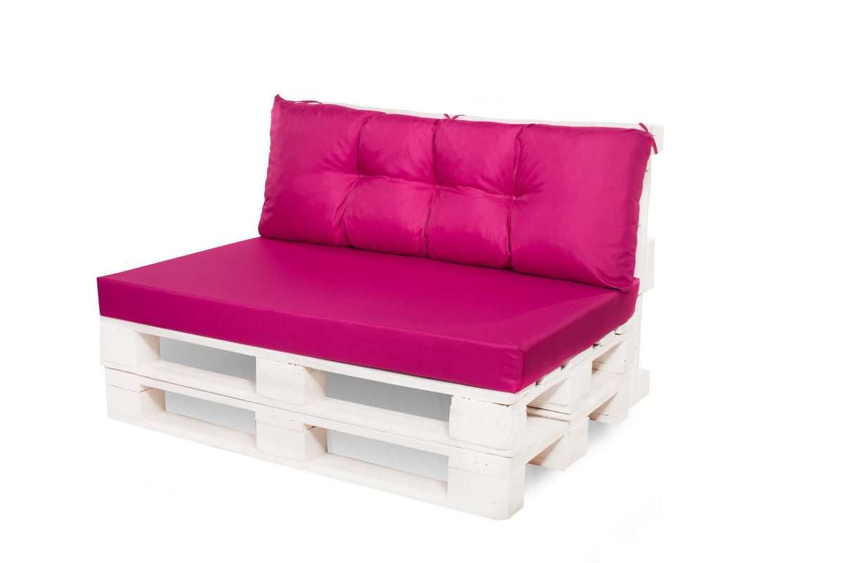 Zestaw poduszek na palety ogrodowe 120x50 Siedzisko-Oparcie 120x50cm poduszki na palety Różowe wyodne poduszki na meble ogrodowe z palet euro