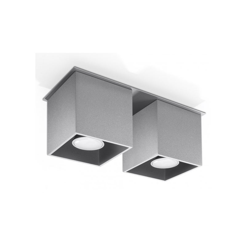 Plafon QUAD 2 szary, nowoczesny - 26x11x12cm Sollux