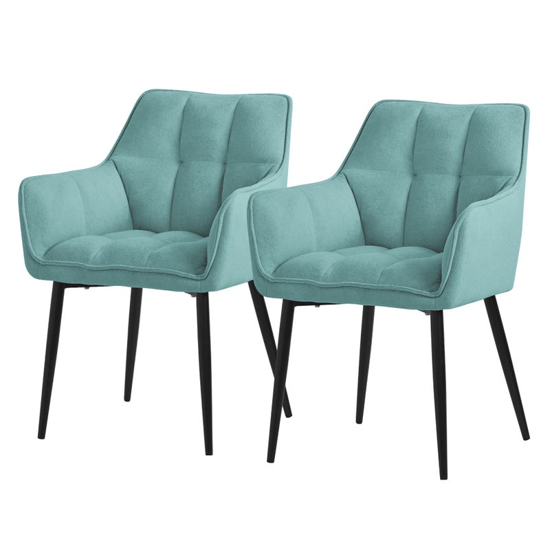ML-Design zestaw 2 krzesel do jadalni z tkaniny frotte, petrol, krzeslo kuchenne z grubym tapicerowanym siedziskiem i metalowymi nogami, krzeslo do