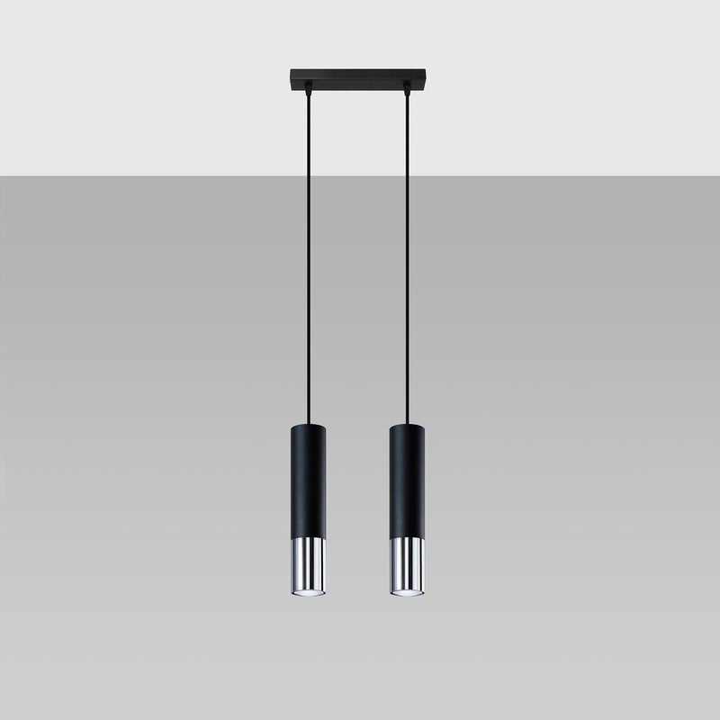 Lampa wisząca LOOPEZ 2 czarna/chrom, nowoczesna - 30x6x90cm Sollux
