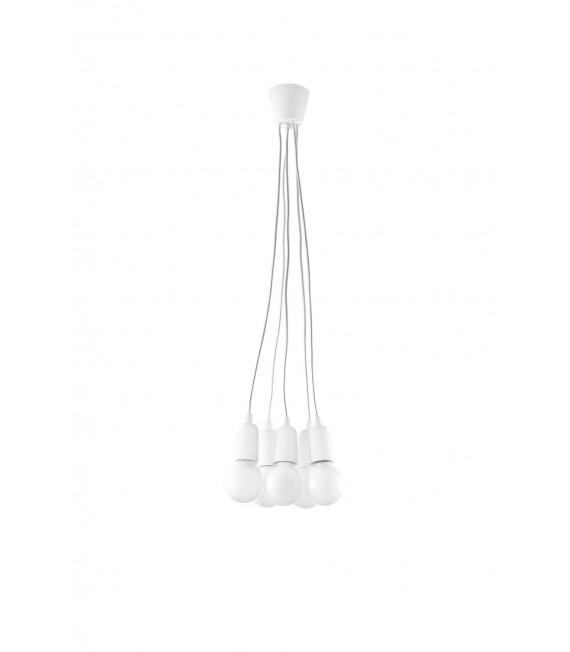 Lampa wisząca DIEGO 5 biała, nowoczesna - 25x25x90cm Sollux