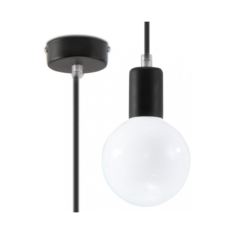 Lampa wisząca EDISON czarna, nowoczesna - 8x8x106cm Sollux