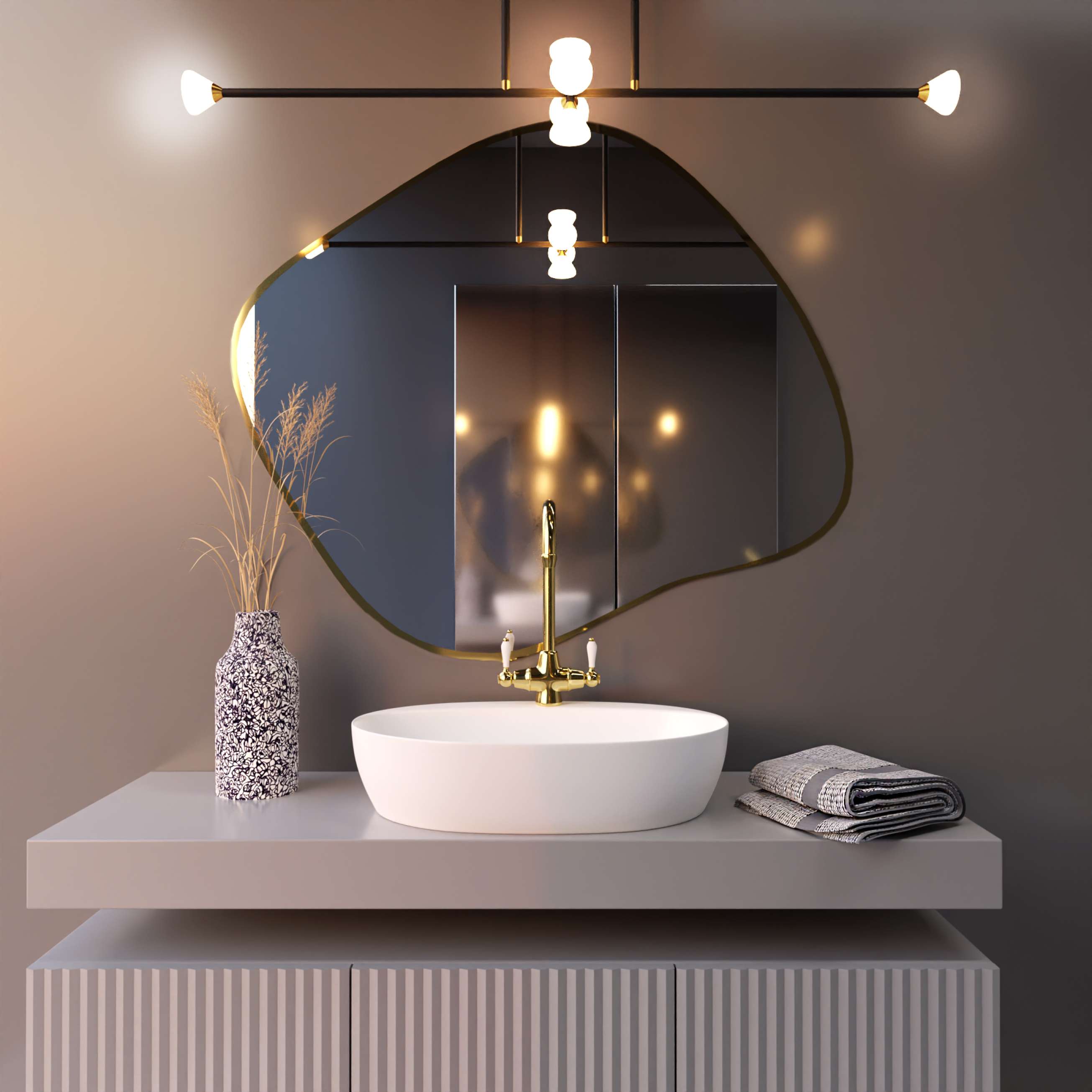 Smartwoods Tiny Border Contorno III lustro 50x43 cm złote