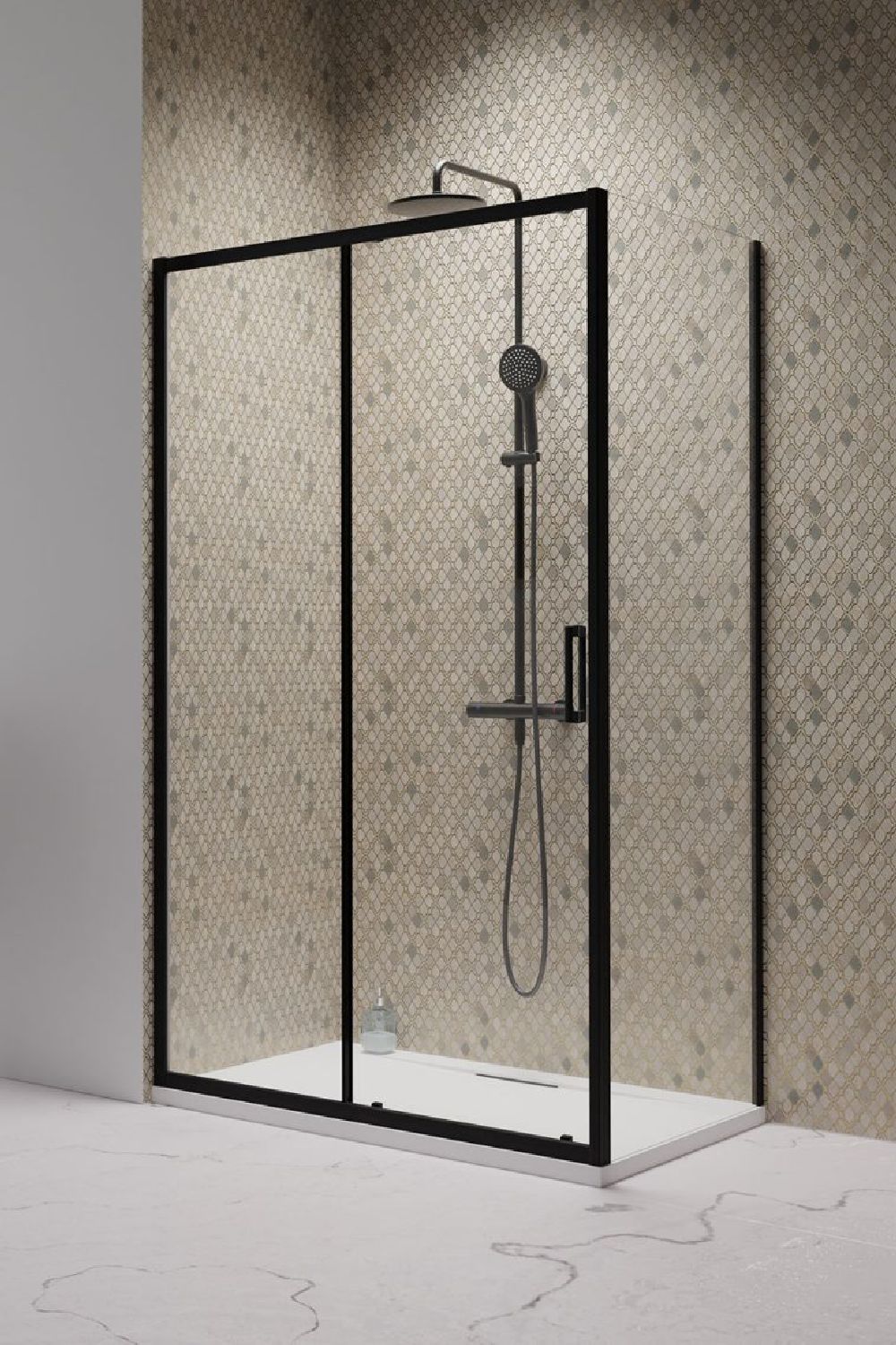 Radaway Premium Pro Black KDJ drzwi prysznicowe 130 cm uchylne czarny mat/szkło przezroczyste 1015130-54-01L