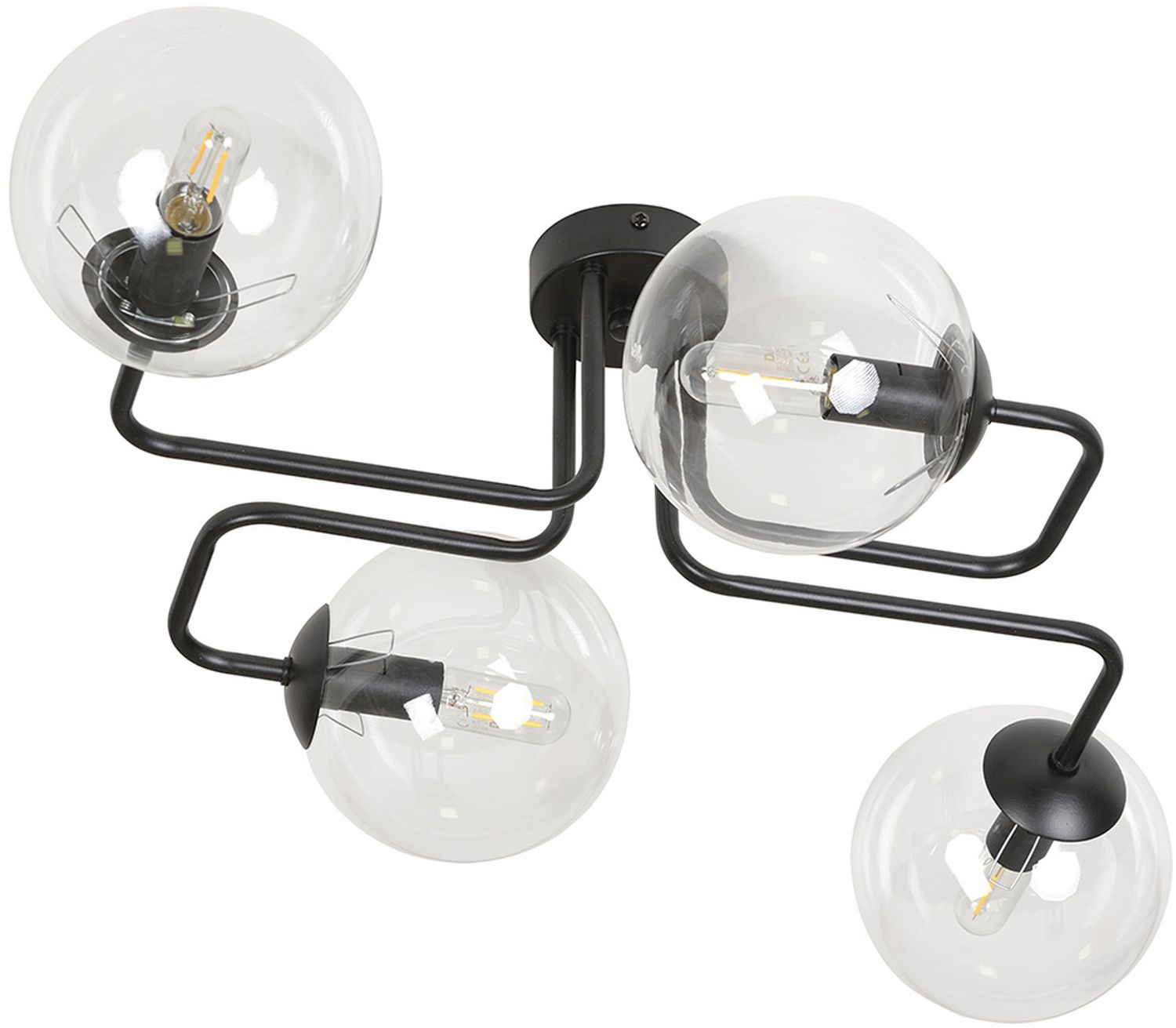 Emibig Brendi lampa podsufitowa 4x10 W czarna-przezroczysta 831/4