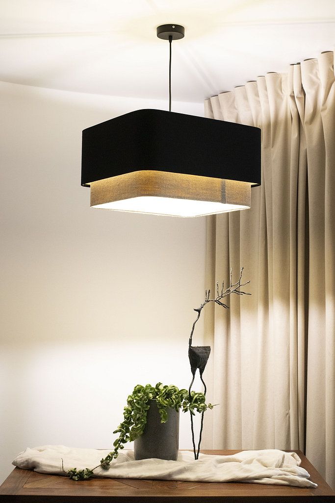 BPS Koncept Kwadro duo lampa wisząca 1x60 W czarna-beżowa KWD-006