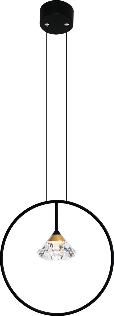 Altavola Design Tiffany lampa wisząca 1x3W czarny mat/satynowe złoto/przezroczysty LA059/P_black
