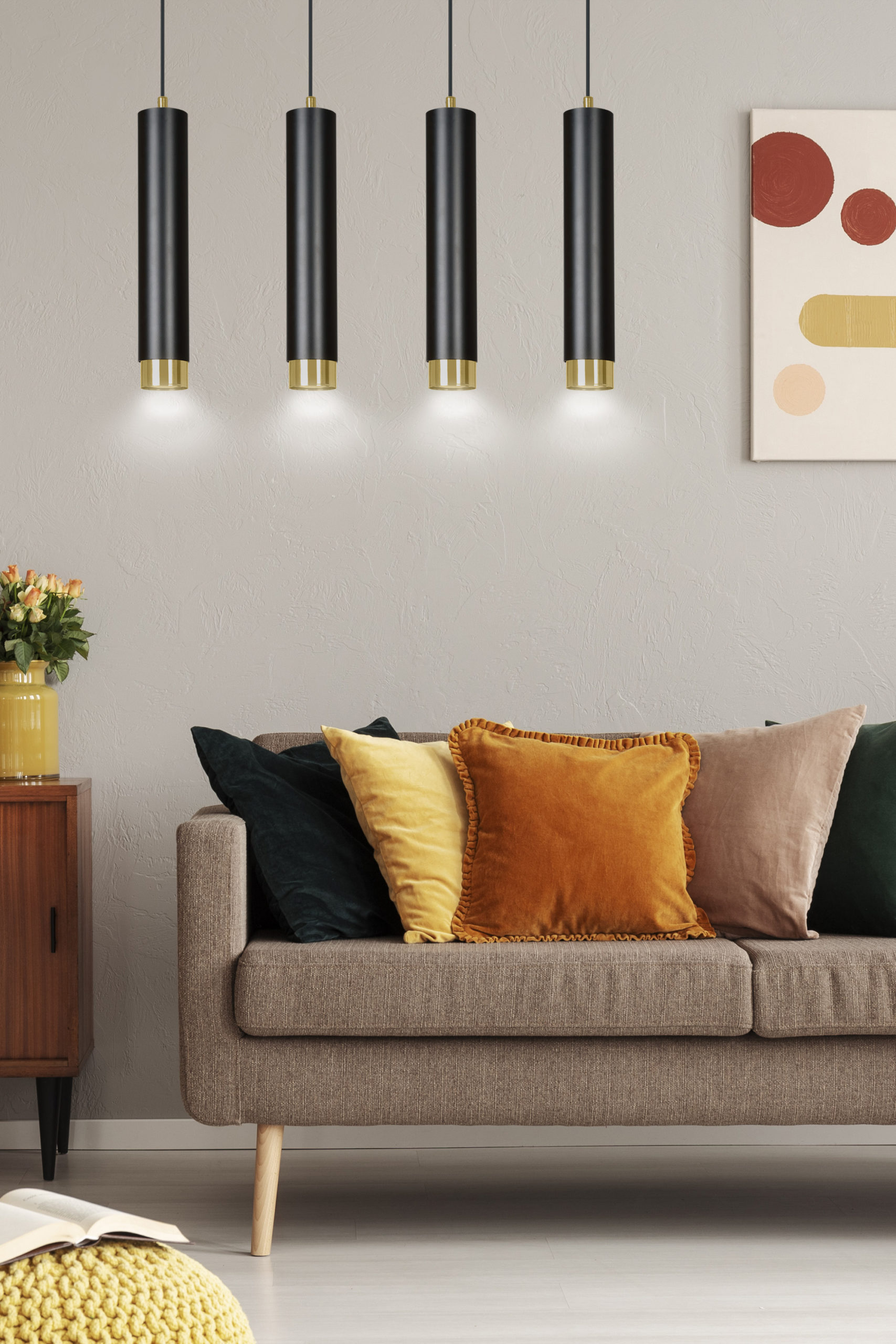 Emibig Kibo lampa wisząca 4x8 W czarna-złota 644/4