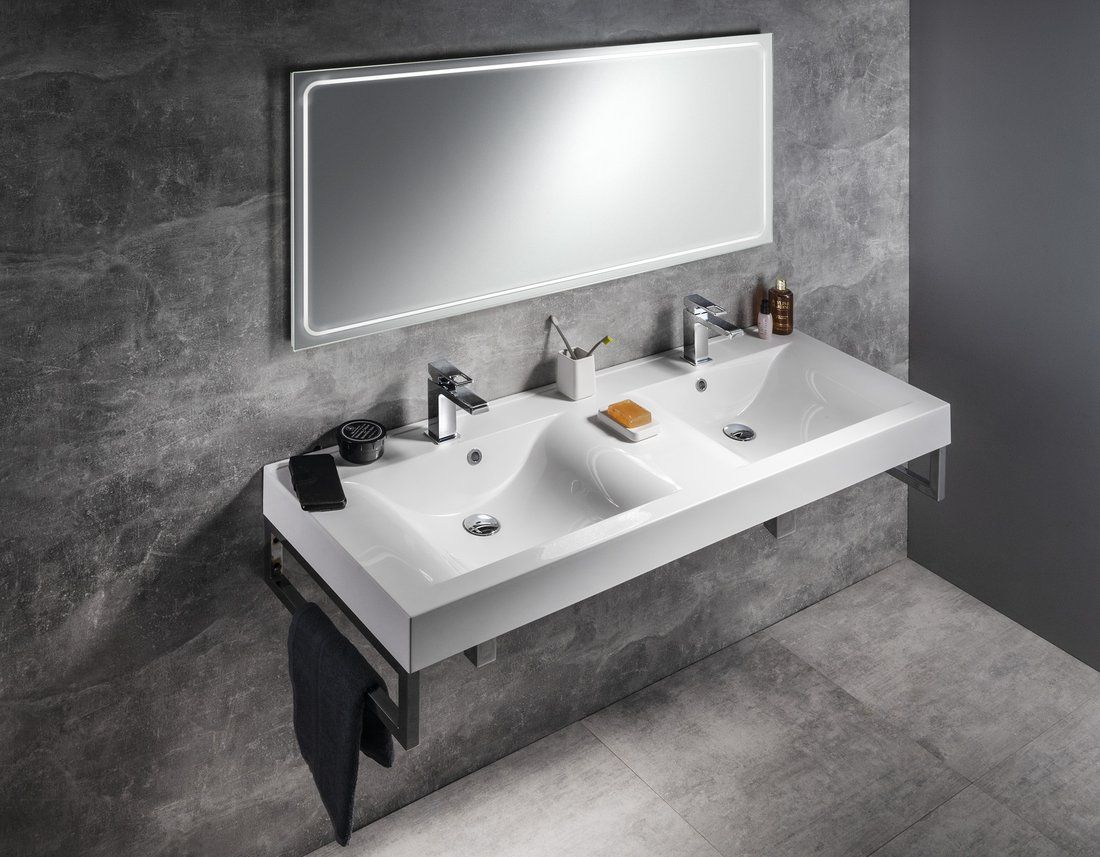 Sapho Gemini lustro 150x55 cm prostokątne z oświetleniem LED GM150