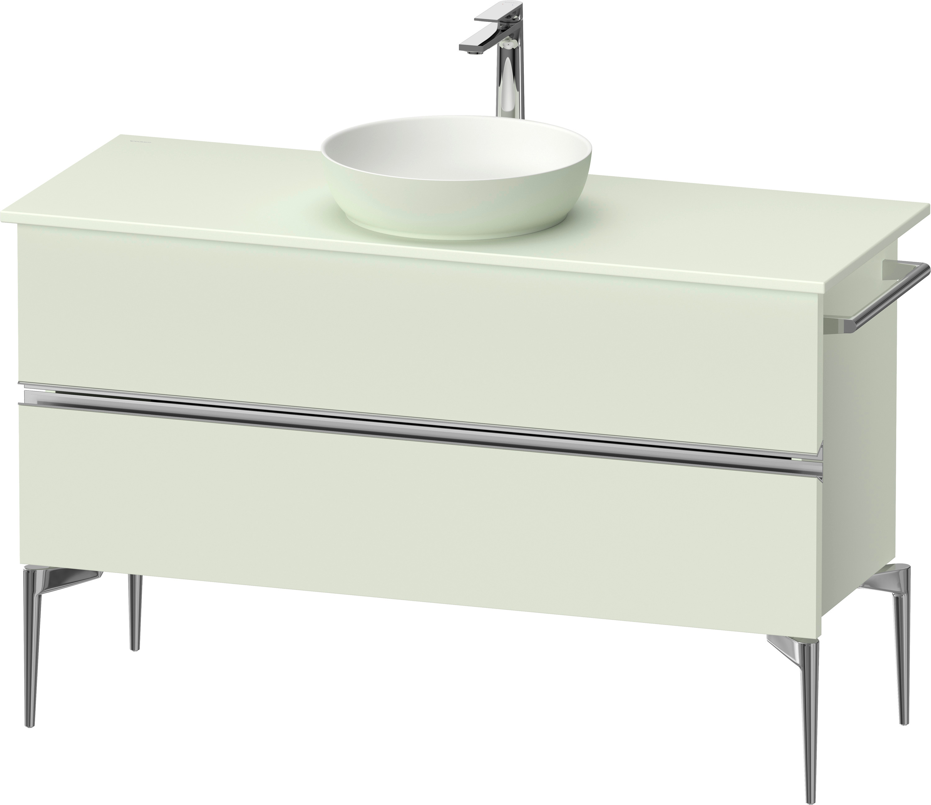 Duravit Sivida szafka 124,5x47,5x54,8 cm podumywalkowa wisząca zielona-chrom SV4660010HH0000
