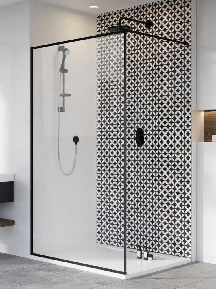 Radaway Modo New Black II Frame Walk-In ścianka prysznicowa 70 cm wolnostojąca czarny mat/szkło frame 389074-54-56