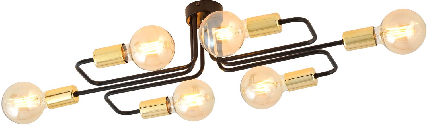 Emibig Veken 6A Gold lampa podsufitowa 6x15 W czarna-złota 1175/6A