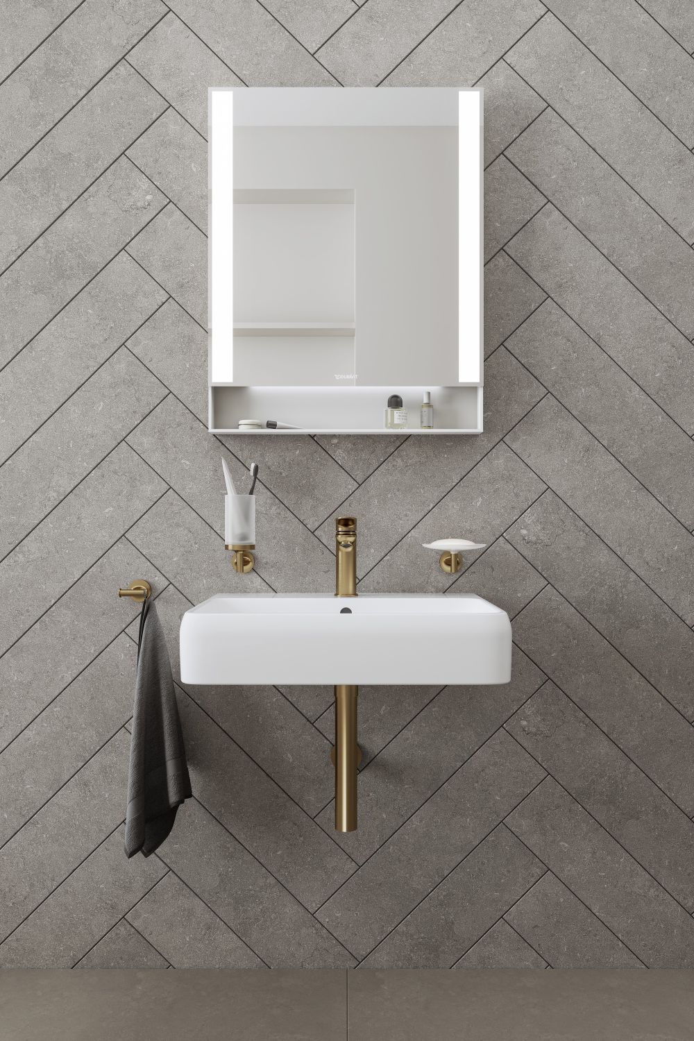 Duravit Wave bateria umywalkowa stojąca brąz szczotkowany WA1020002004