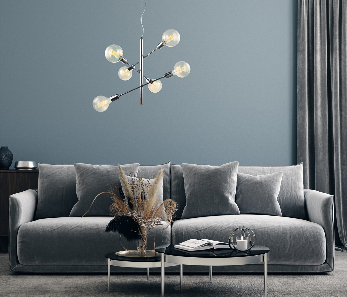Italux Madalyn lampa wisząca 6x40 W chrom MDM3582/6 CH