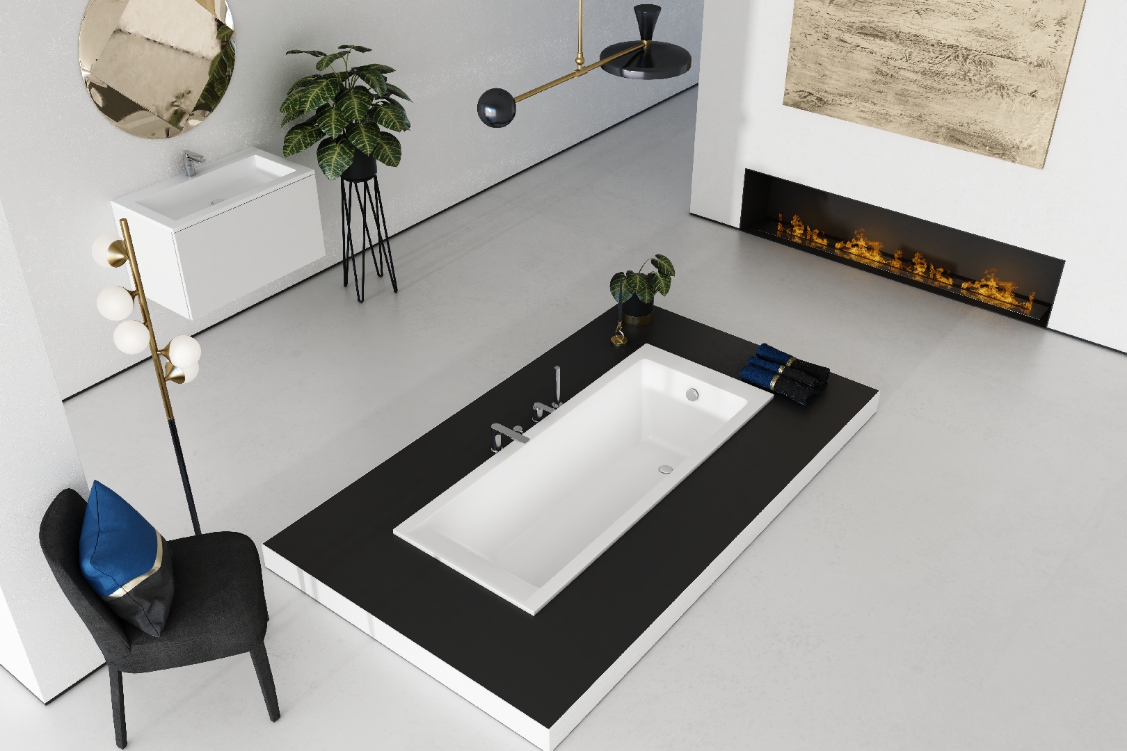Schedline Milos Set wanna z nośnikiem 160x70 cm biały 3WSP.MS1P-16070