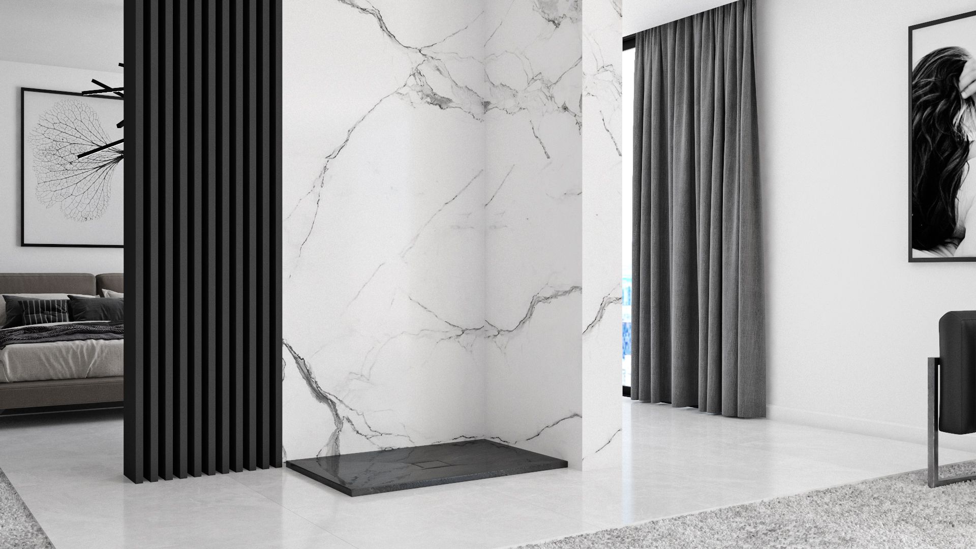 Rea Stone brodzik 120x90 cm prostokątny czarny REA-K9603
