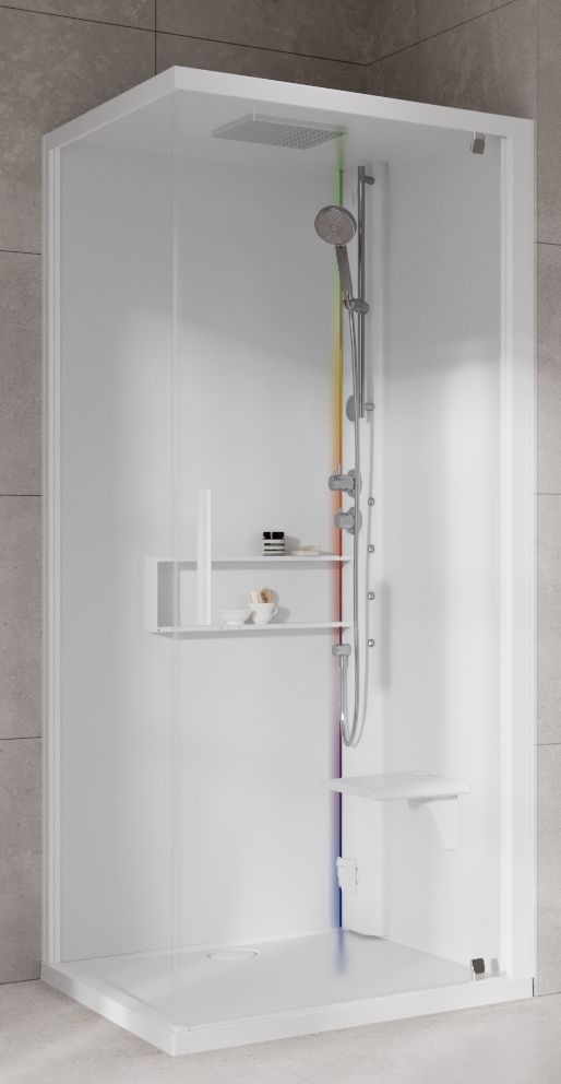 Novellini Glax 2 2.0 G+F kabina z hydromasażem 90 cm kwadratowa prawa parowa z brodzikiem total biała G22GF90DT5-1UU