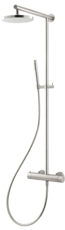 Herzbach Design iX zestaw prysznicowy ścienny termostatyczny z deszczownicą stal szczotkowana 17.988120.1.09