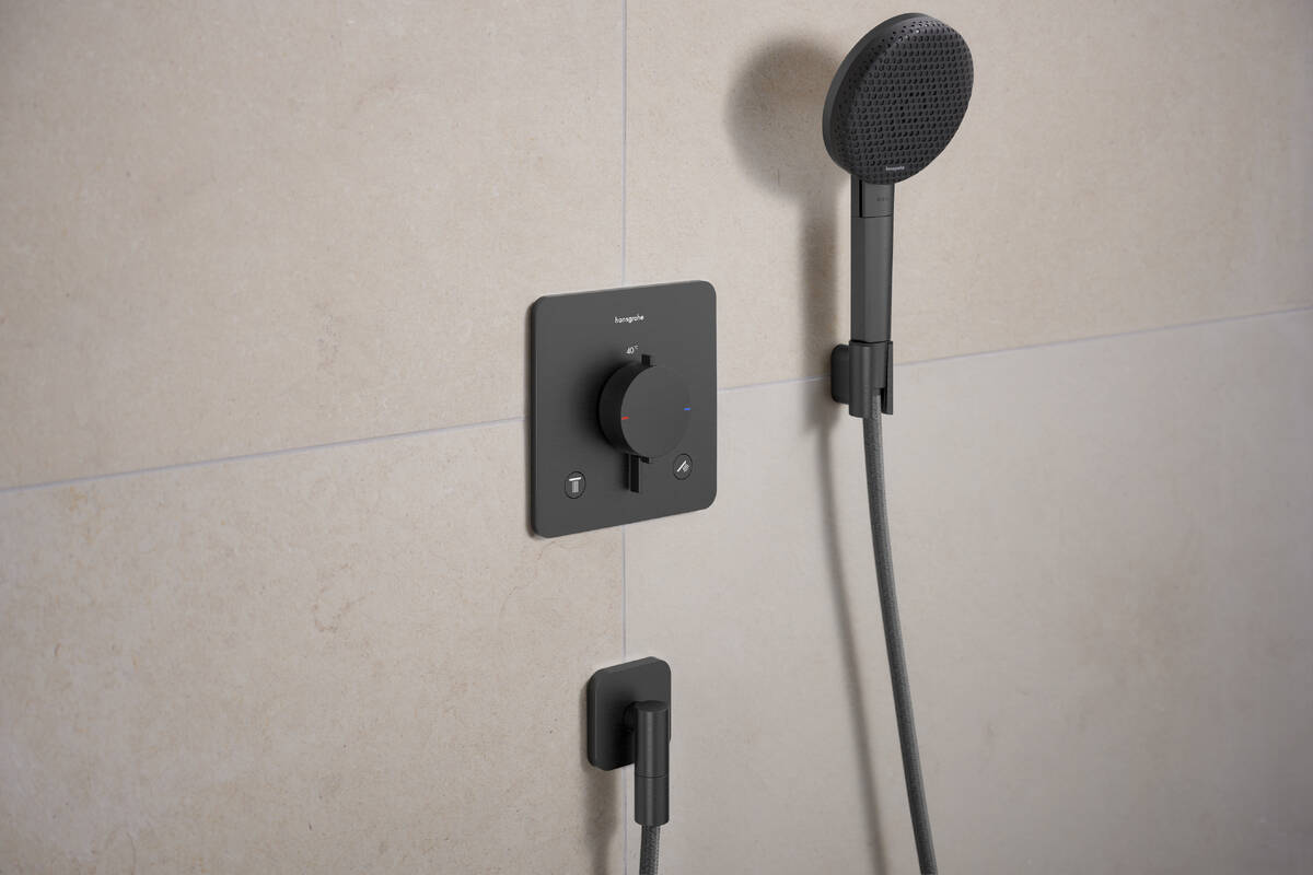 Hansgrohe Porter Fine uchwyt prysznicowy czarny chrom szczotkowany 28885340