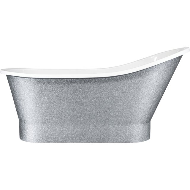 BESCO Wanna wolnostojąca GLORIA GLAM 150x66 cm srebrna standardowy kl