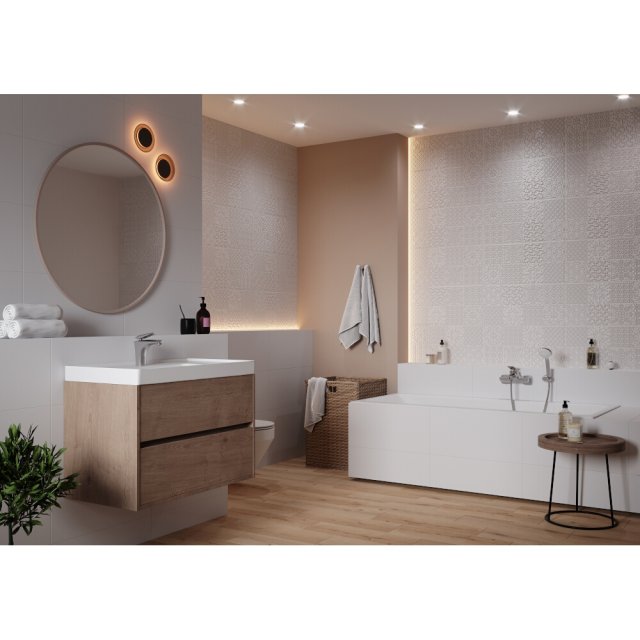 Płytka ścienna ALTERIO white patchwork structure satin rect 29,8x59,8