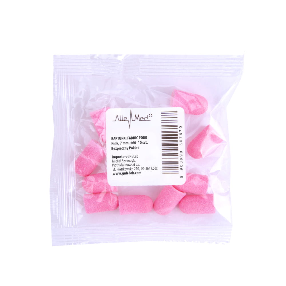 Kapturki do pedicure 7 mm gradacja 60 10 szt Fabric Podo AlleMed Różowy Pink