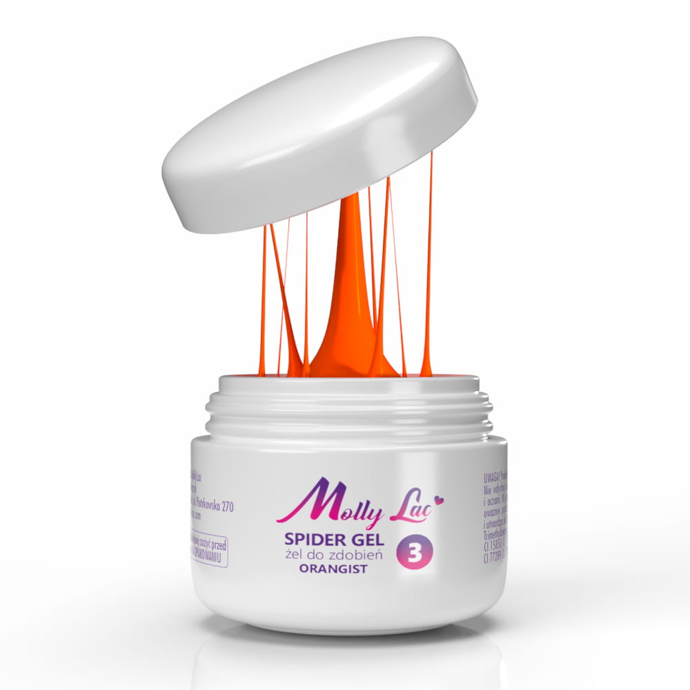 Żel do zdobień Spider Gel MollyLac Neonowy Orangist 3 ml Nr 3