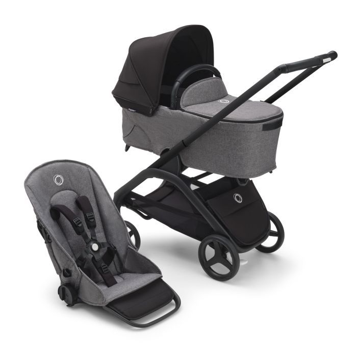 Bugaboo Dragonfly - wózek głęboko-spacerowy 2w1-Black-Midnight Black-Grey Melange
