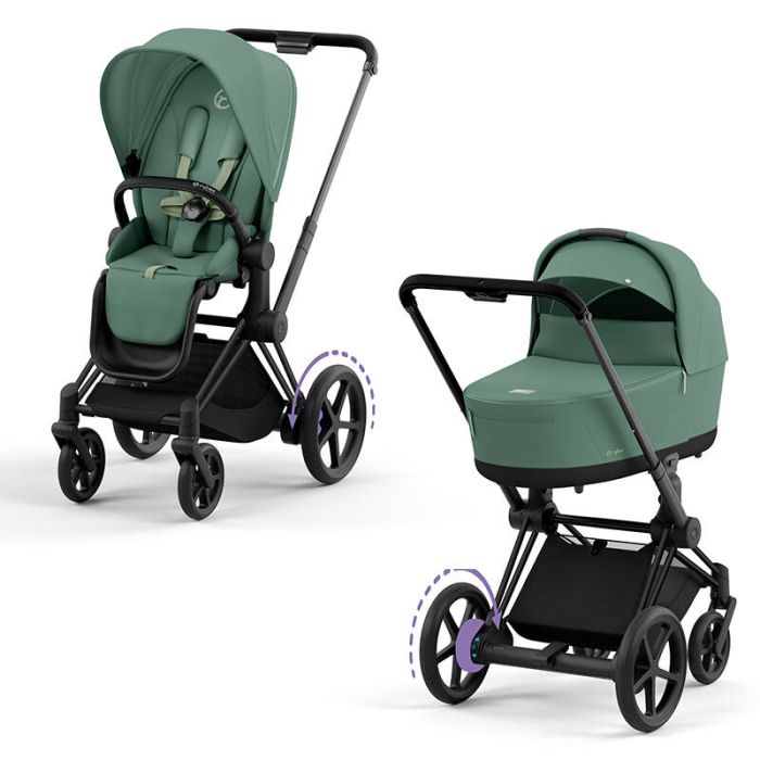 Cybex e-Priam - wózek uniwersalny głęboko-spacerowy z napędem elektrycznym-Leaf Green-Chrome Black
