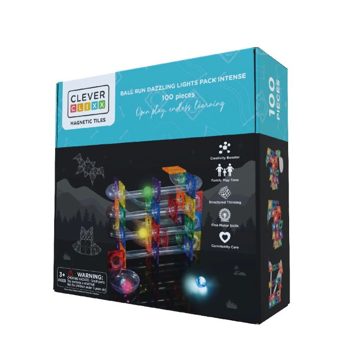 Cleverclixx Klocki magnetyczne Ball Run Dazzling Lights Pack Intense - 100 el.