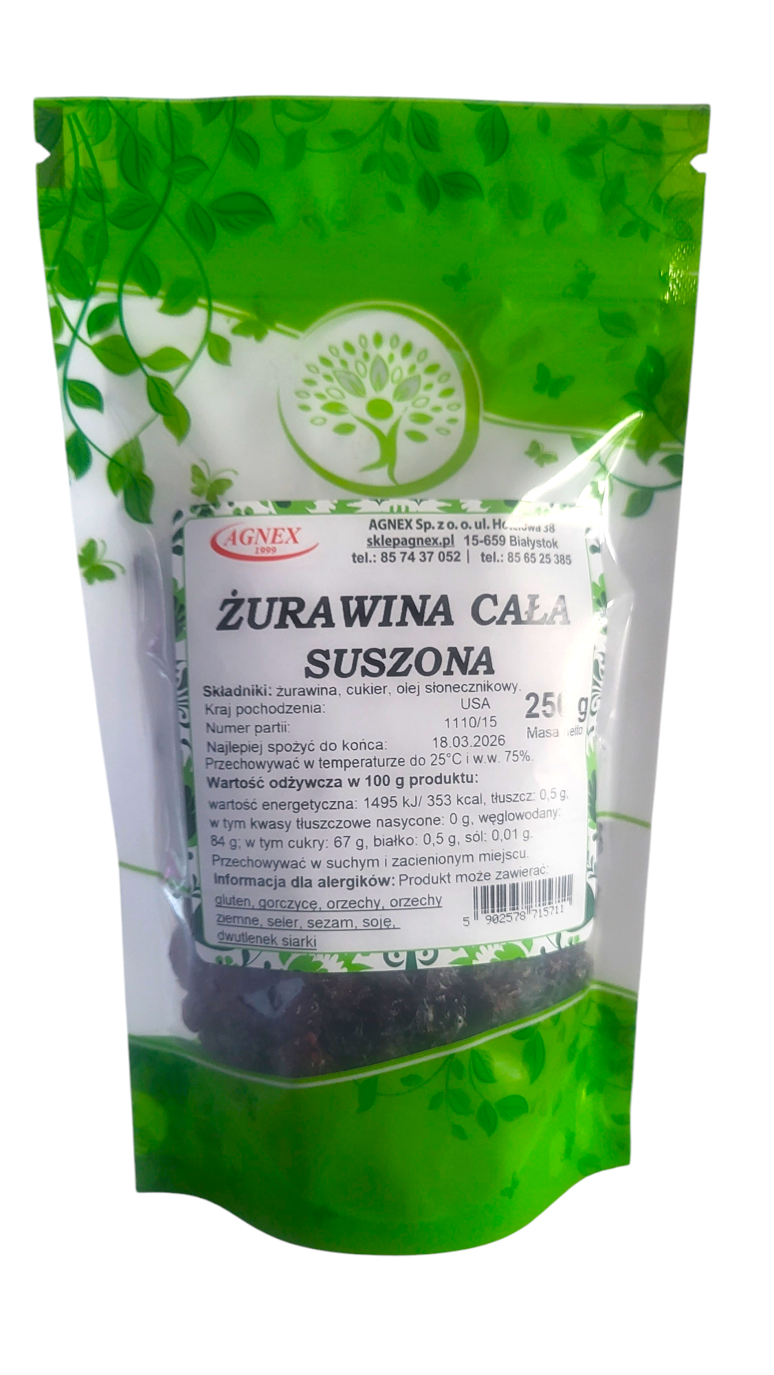 Żurawina cała suszona 250 g