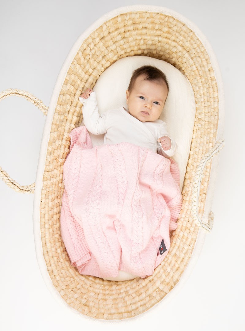 Kinder Hop Kocyk dziecięcy dziany Pink, 100% bawełna, 90x65 cm