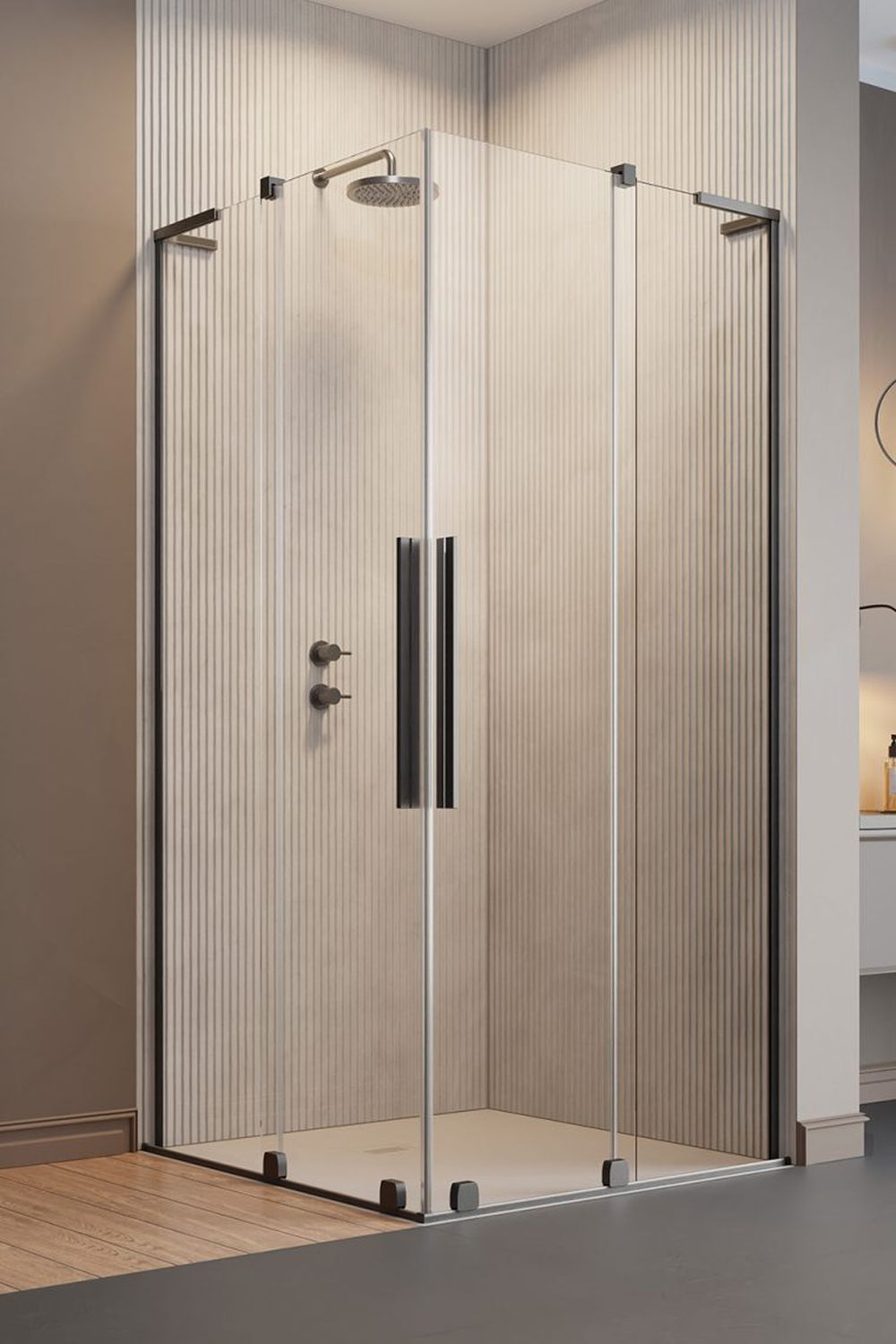 Darmowa Dostawa - Kabina prysznicowa część prawa 90x90 cm kwadratowa szczotkowany/szkło przezroczyste Radaway Furo SL Brushed Gunmetal KDD 