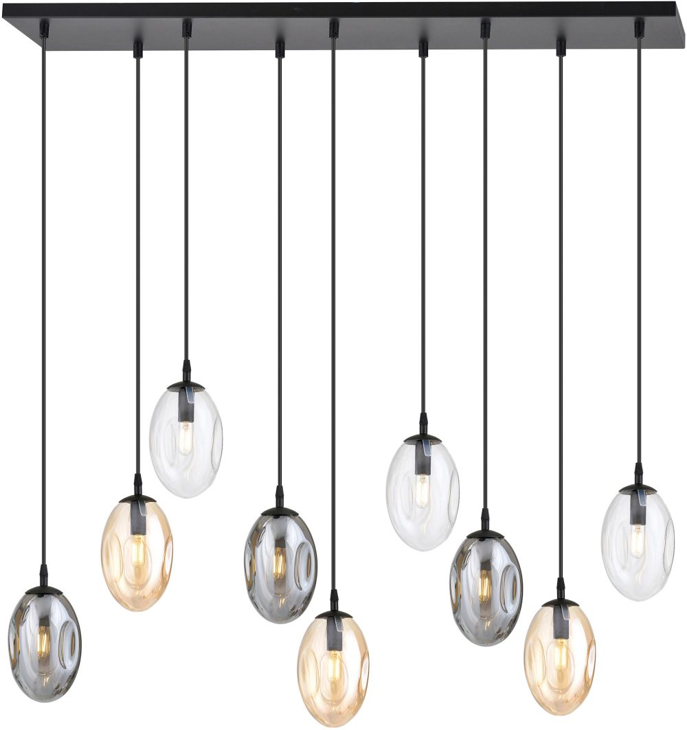 Darmowa Dostawa - Lampa wisząca powyżej 6x10 W czarna-przezroczysta-przydymiona Emibig Astral 12689M1