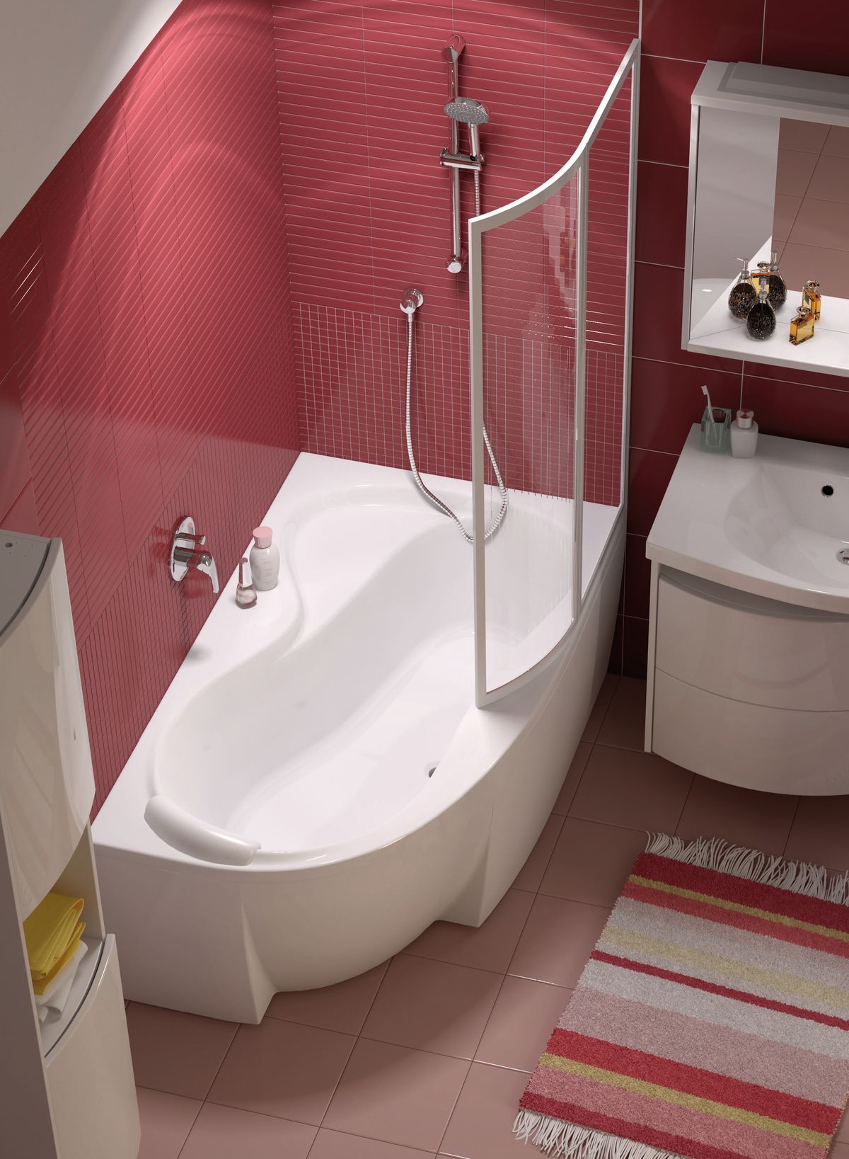 Darmowa Dostawa - Wanna ze stelażem i kompletem odpływowym 150x95 cm prawostronna biały Ravak Rosa 95 abset5231