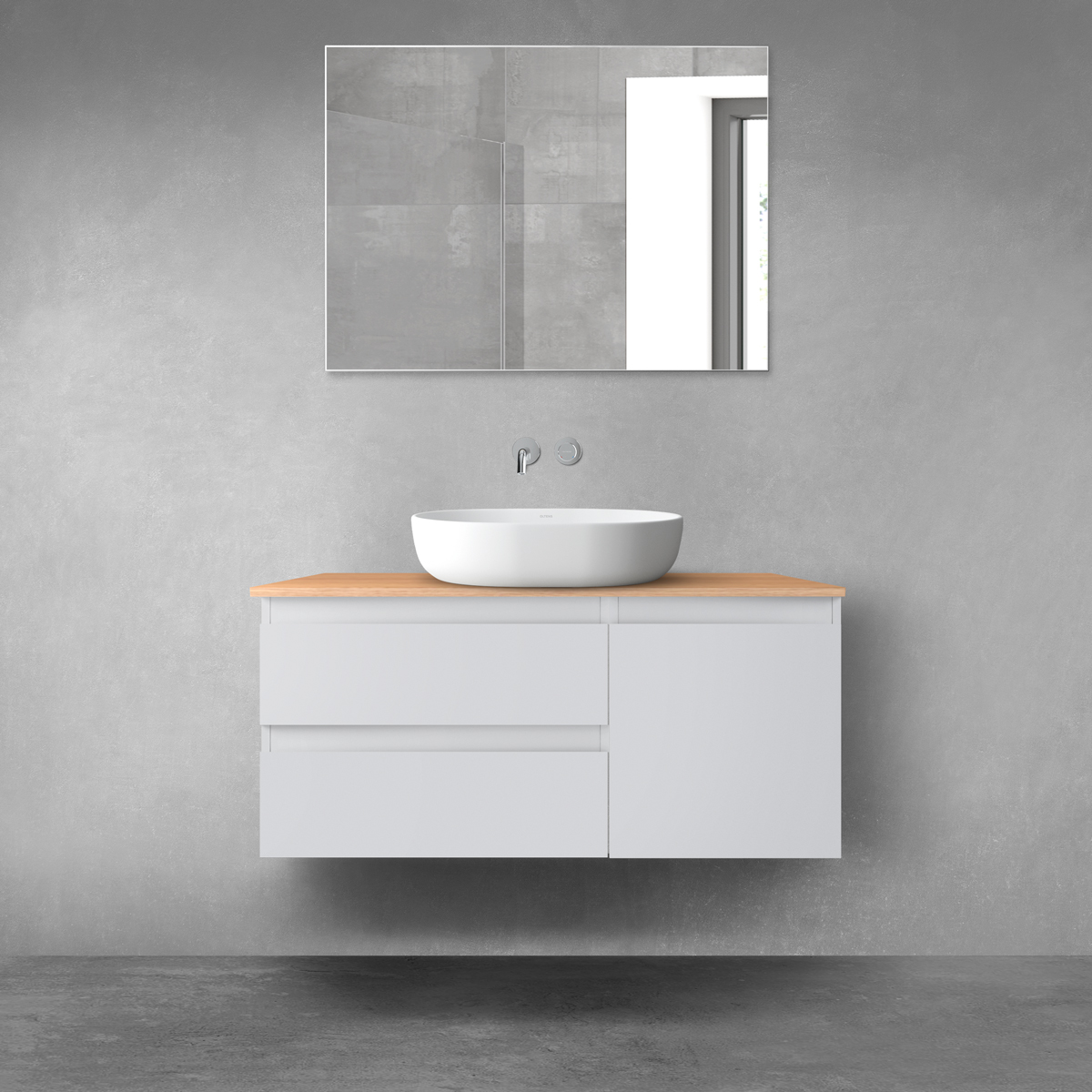 Darmowa Dostawa - Zestaw mebli łazienkowych 100x46.4x48.6 cm podumywalkowa wisząca szara Oltens Vernal 68203700