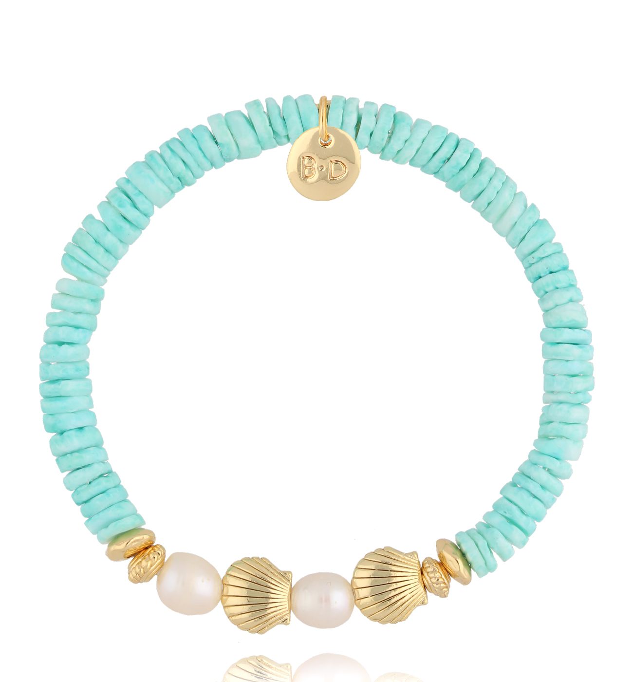 Bransoletka z zielonymi muszlami i perłami Pearl and Shell BSH0137
