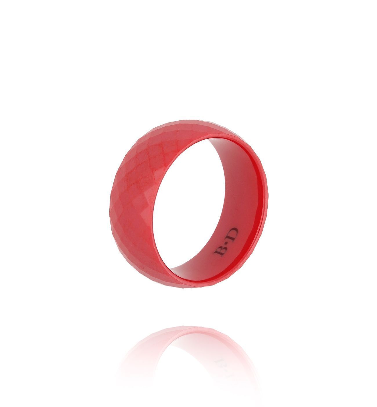 Obrączka z ceramiki czerwona fasetowana Feminine PFE0068