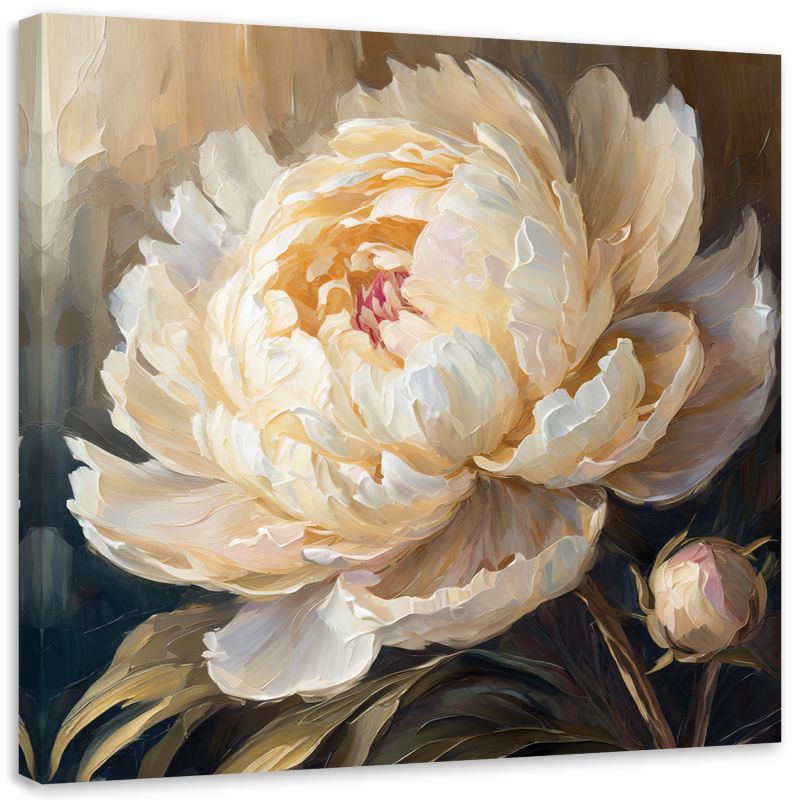 Obraz do salonu sypialni Feeby Elegancka Piwonia w beżu 60x60 cm 1szt