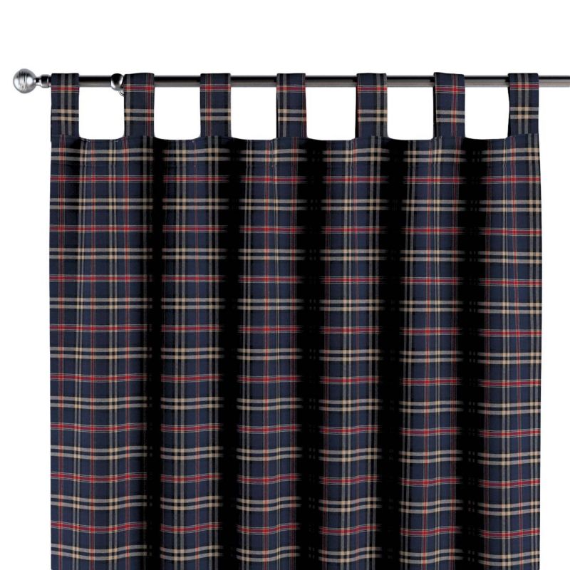 Zasłona na szelkach 1 szt. 130 x 245 cm Dekoria granatowo-czerwona kratka 1 szt.